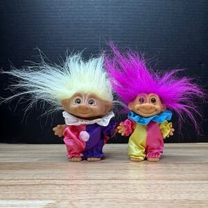 Vintage Russ Ace Novelty Troll Doll Clown Set 3 inch Jester Figures 1990s